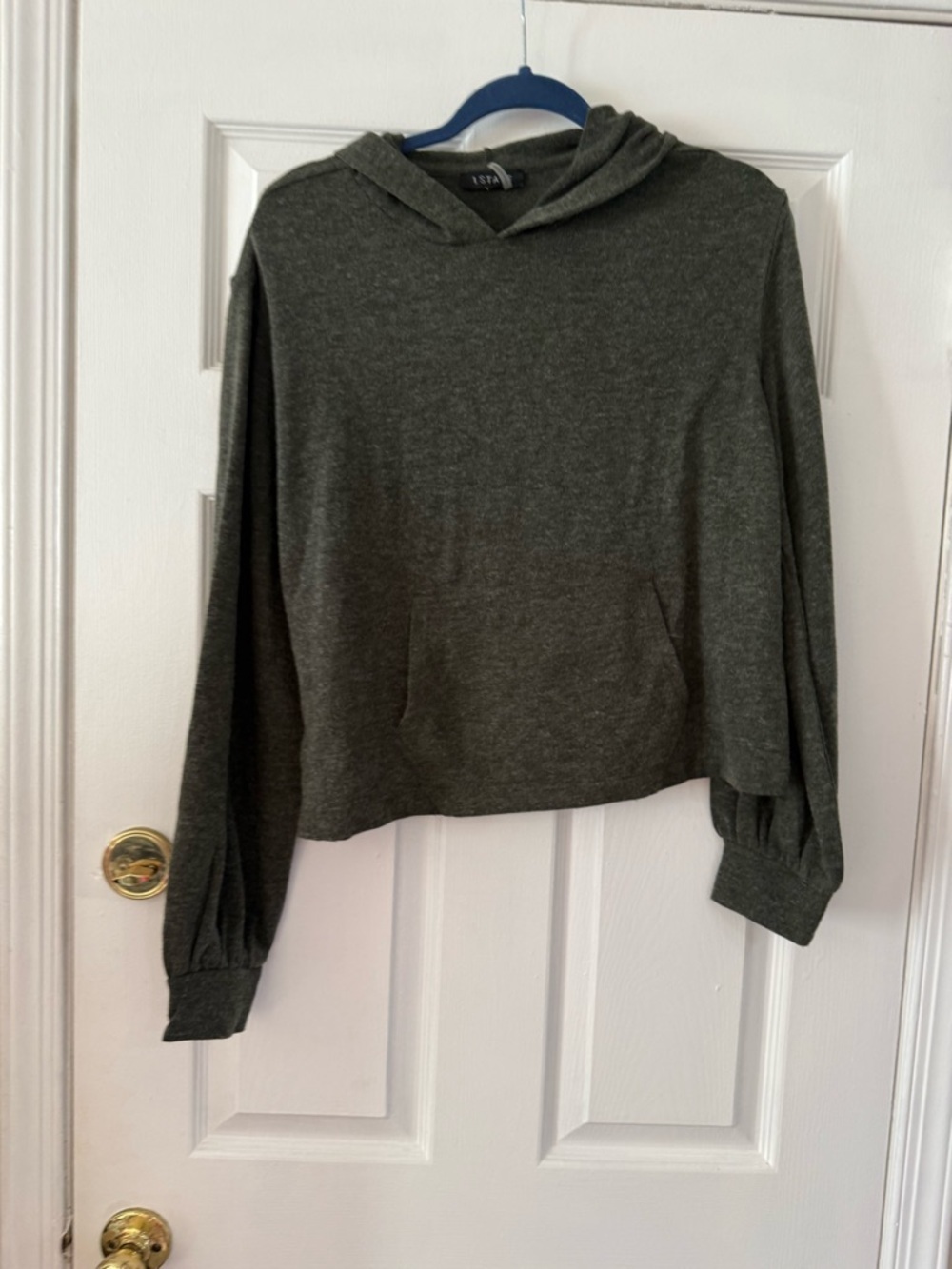 1. State Olive Hoodie with Balloon Sleeves